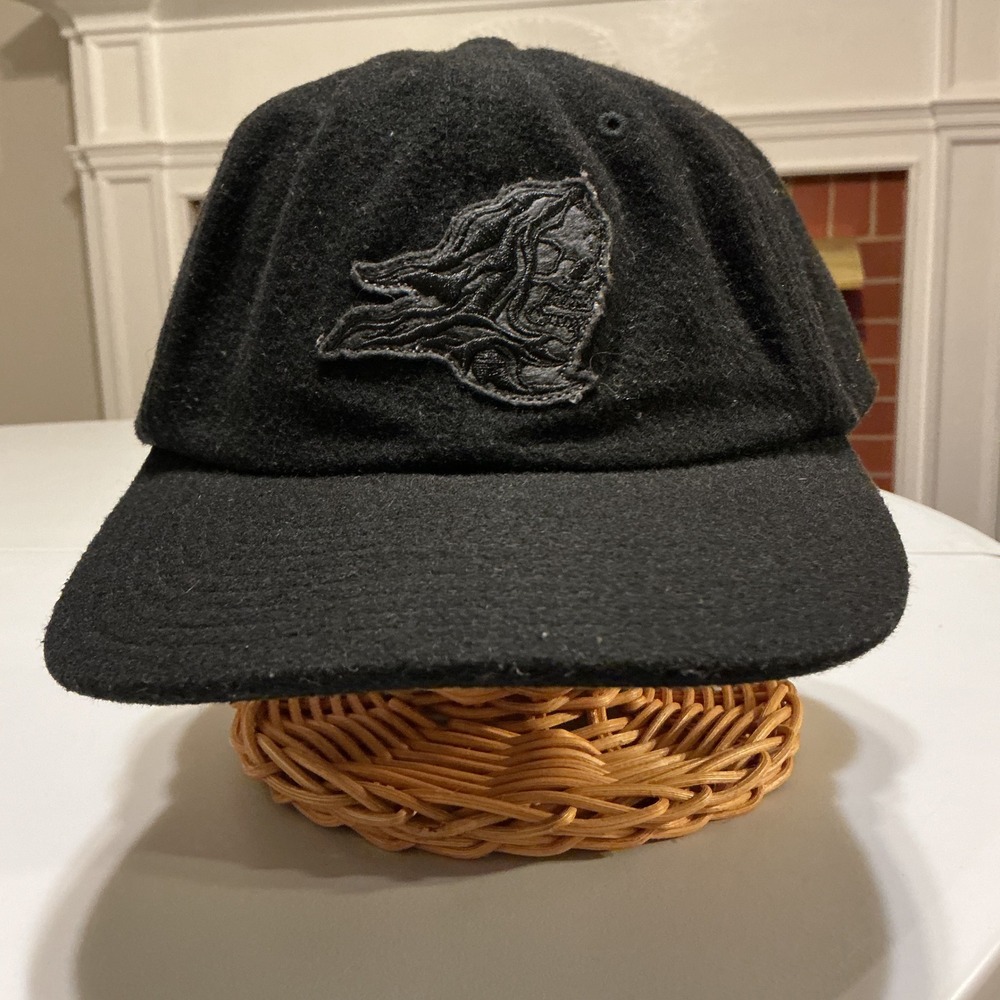 VTG‎ Vans x Sixty Sixers Wool Blend Strapback Hat OSFM Black Skull Skater Grunge